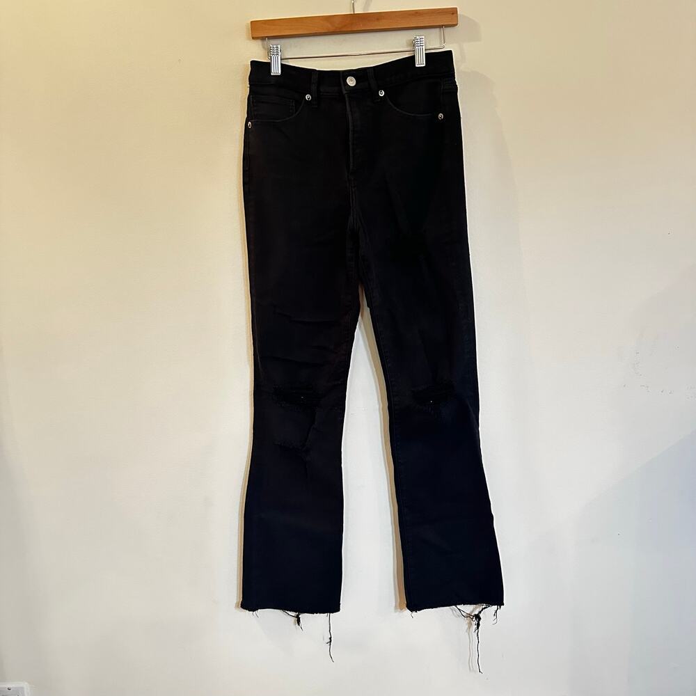 Express 90s Boot High Rise Jeans sz 4 Black Distressed Boot Cut Jeans